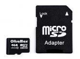 Карта памяти  MicroSDHC 4Gb OltraMax Класс 10 адапт