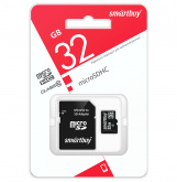 Карта памяти  MicroSDHC 32Gb Smart Buy Класс 10 /+ SD адаптер