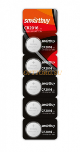 Элемент питания Smartbuy CR2016/5B (5бл/100)